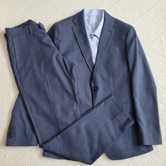 Banana Republic Other - BANANA REPUBLIC FACTORY SLIM FIT SUIT JACKET 38R & DRESS PANTS 29X32 NAVY PLAID